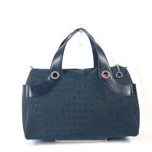 BVLGARI Logo mania Hand Bag Canvas/Leather Black